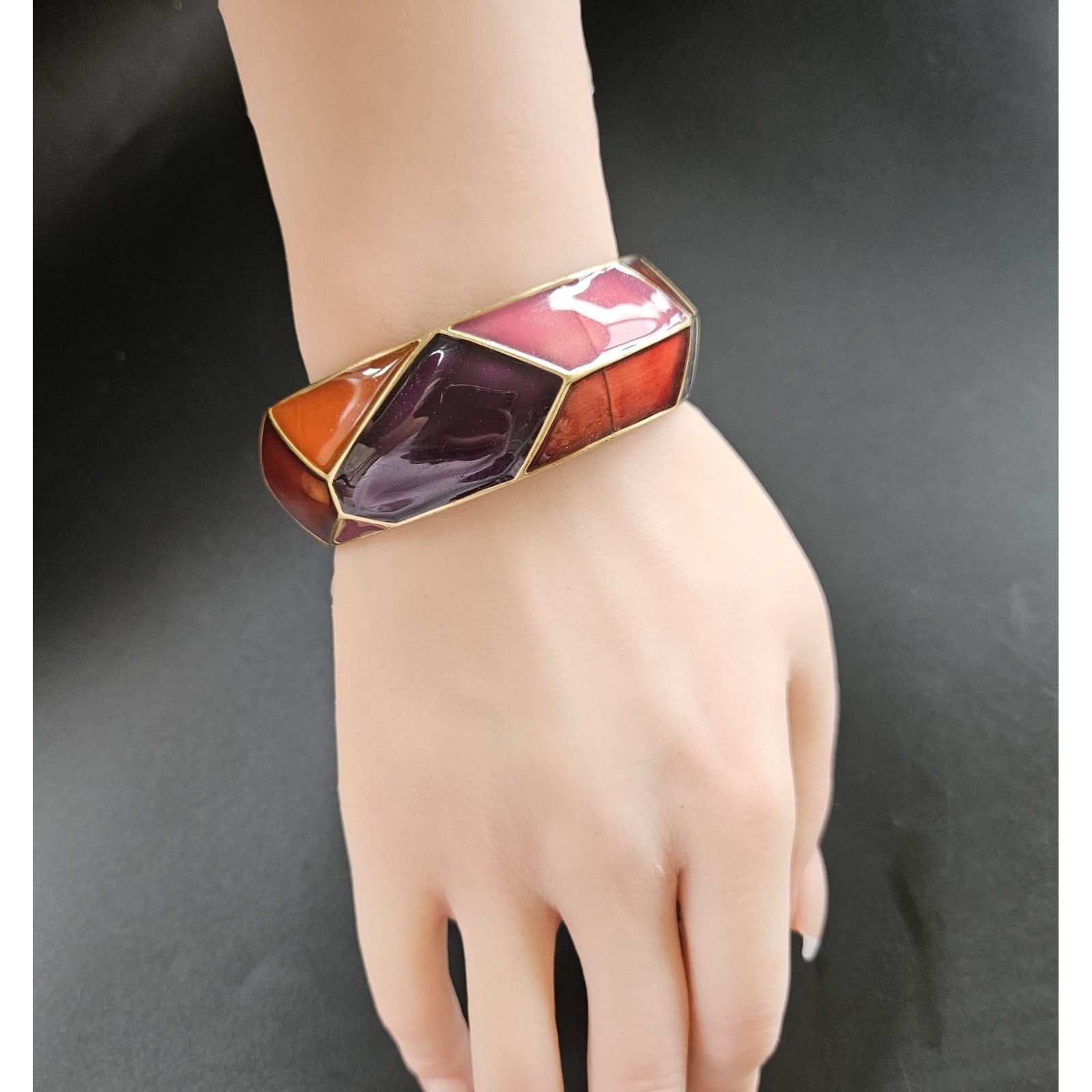 Geometric Colorful Mosaic Style Clamper Costume Bracelet 12$